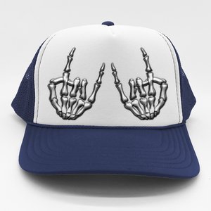 Cool Funny Punk Rock On Skeleton Hands Trucker Hat