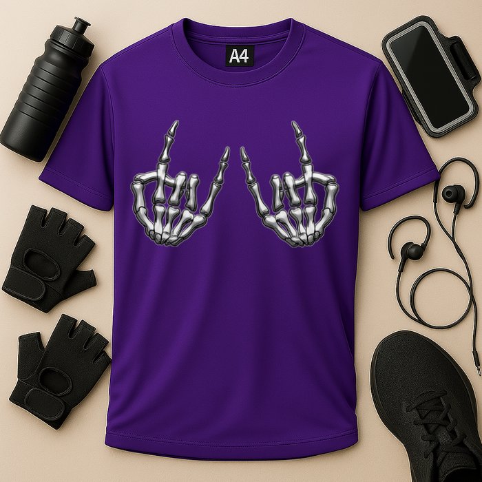 Cool Funny Punk Rock On Skeleton Hands Performance Shirt