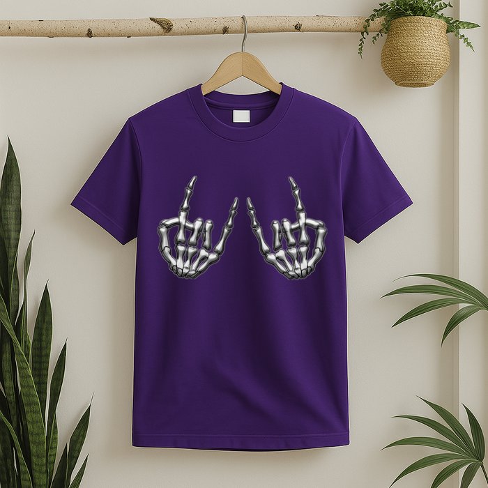 Cool Funny Punk Rock On Skeleton Hands T-Shirt