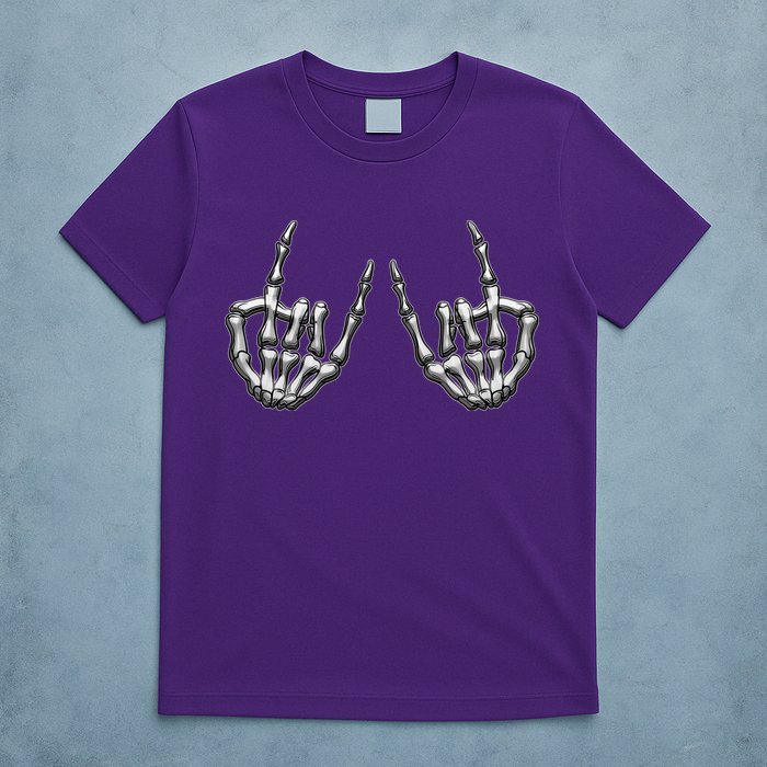 Cool Funny Punk Rock On Skeleton Hands T-Shirt