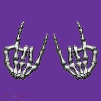 Cool Funny Punk Rock On Skeleton Hands Button