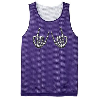 Cool Funny Punk Rock On Skeleton Hands Mesh Reversible Basketball Jersey Tank