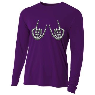 Cool Funny Punk Rock On Skeleton Hands Cooling Performance Long Sleeve Crew