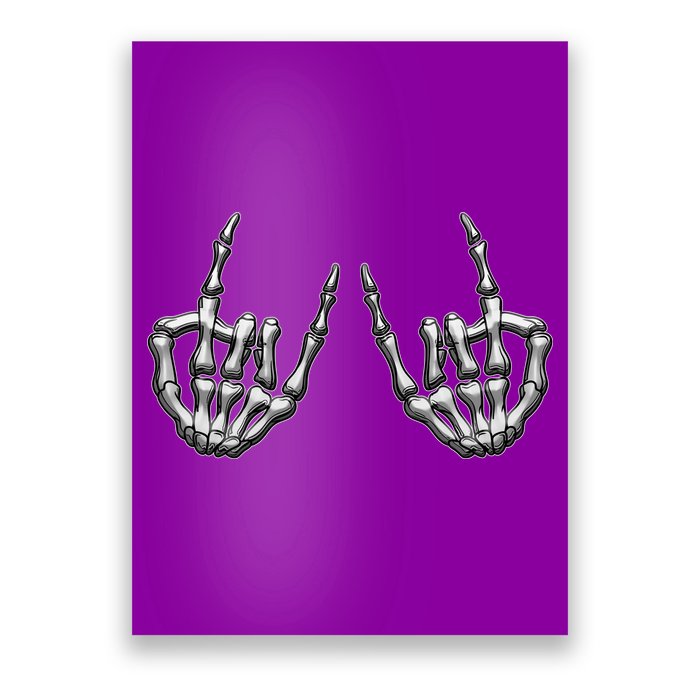 Cool Funny Punk Rock On Skeleton Hands Poster