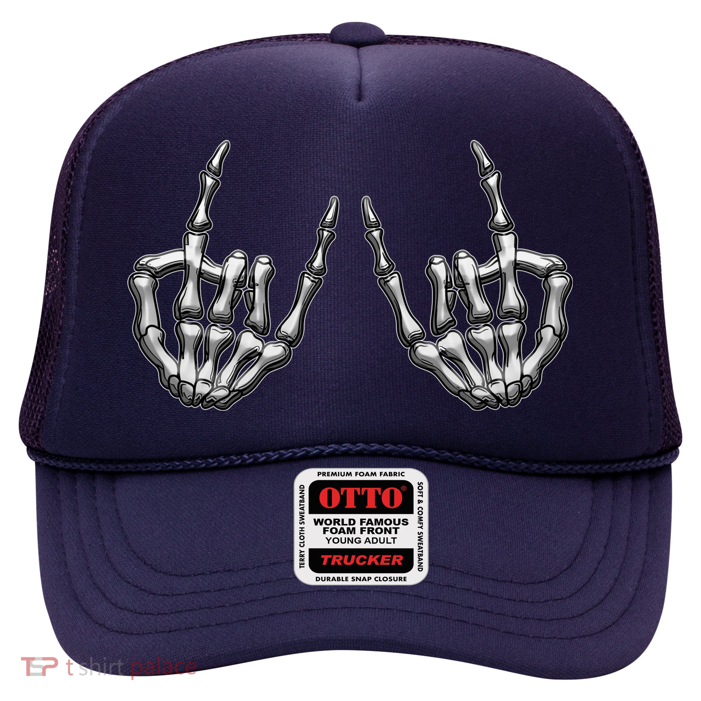Cool Funny Punk Rock On Skeleton Hands Trucker Hat