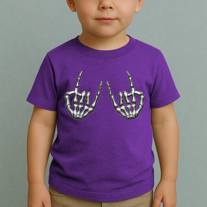 Cool Funny Punk Rock On Skeleton Hands Toddler T-Shirt