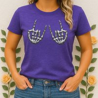 Cool Funny Punk Rock On Skeleton Hands Womens T-Shirt
