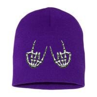 Cool Funny Punk Rock On Skeleton Hands Short Acrylic Beanie