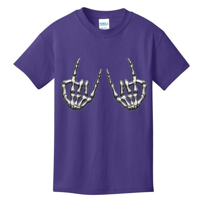 Cool Funny Punk Rock On Skeleton Hands Kids T-Shirt