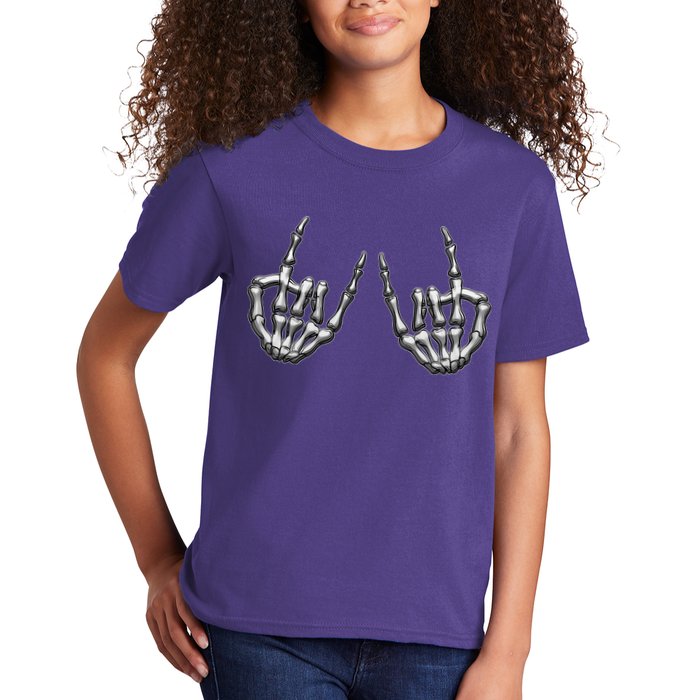 Cool Funny Punk Rock On Skeleton Hands Kids T-Shirt