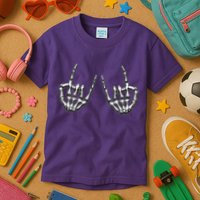 Cool Funny Punk Rock On Skeleton Hands Kids T-Shirt