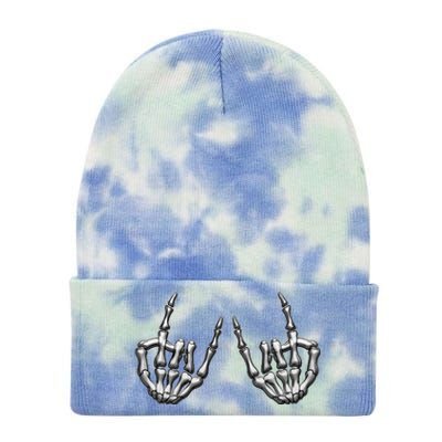 Cool Funny Punk Rock On Skeleton Hands Tie Dye 12in Knit Beanie