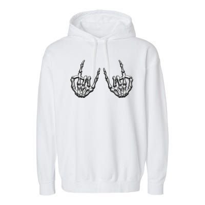 Cool Funny Punk Rock On Skeleton Hands Garment-Dyed Fleece Hoodie