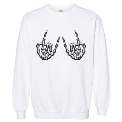 Cool Funny Punk Rock On Skeleton Hands Garment-Dyed Sweatshirt