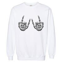 Cool Funny Punk Rock On Skeleton Hands Garment-Dyed Sweatshirt