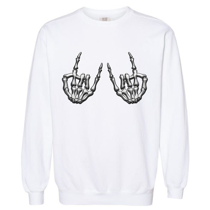 Cool Funny Punk Rock On Skeleton Hands Garment-Dyed Sweatshirt