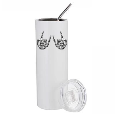 Cool Funny Punk Rock On Skeleton Hands Stainless Steel Tumbler