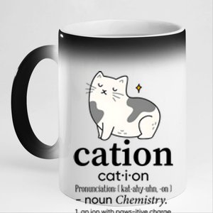 Cation Funny Pronoun Chemistry Cat Lover Pet Lover 11oz Black Color Changing Mug