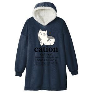 Cation Funny Pronoun Chemistry Cat Lover Pet Lover Hooded Wearable Blanket