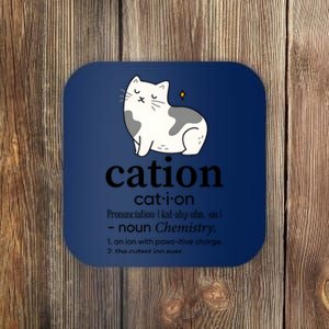 Cation Funny Pronoun Chemistry Cat Lover Pet Lover Coaster