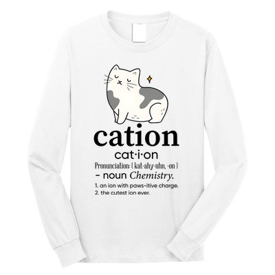 Cation Funny Pronoun Chemistry Cat Lover Pet Lover Long Sleeve Shirt