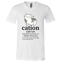 Cation Funny Pronoun Chemistry Cat Lover Pet Lover V-Neck T-Shirt