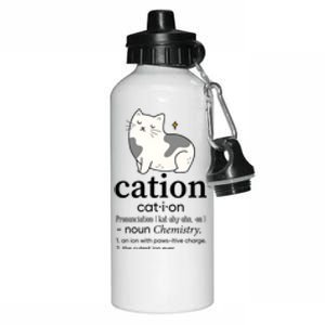 Cation Funny Pronoun Chemistry Cat Lover Pet Lover Aluminum Water Bottle