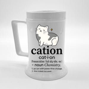 Cation Funny Pronoun Chemistry Cat Lover Pet Lover Beer Stein