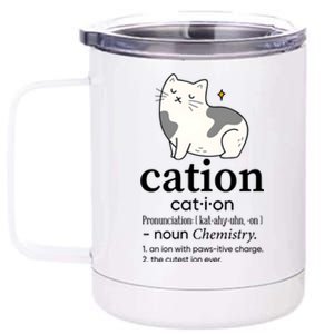 Cation Funny Pronoun Chemistry Cat Lover Pet Lover 12 oz Stainless Steel Tumbler Cup