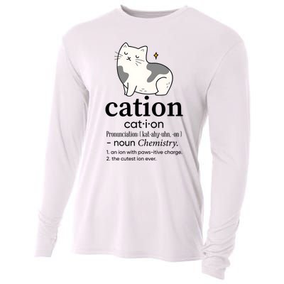 Cation Funny Pronoun Chemistry Cat Lover Pet Lover Cooling Performance Long Sleeve Crew