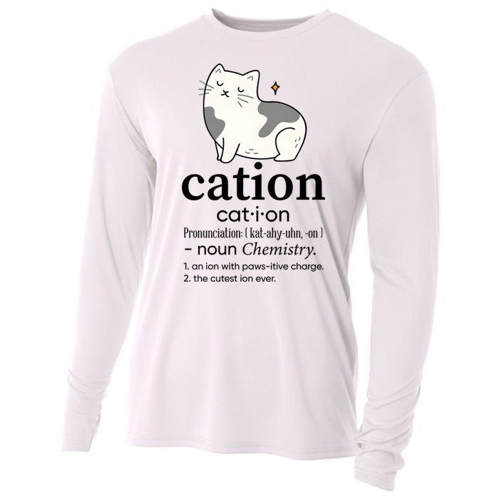 Cation Funny Pronoun Chemistry Cat Lover Pet Lover Cooling Performance Long Sleeve Crew