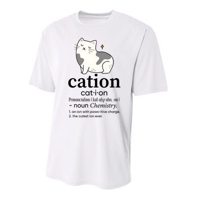 Cation Funny Pronoun Chemistry Cat Lover Pet Lover Performance Sprint T-Shirt