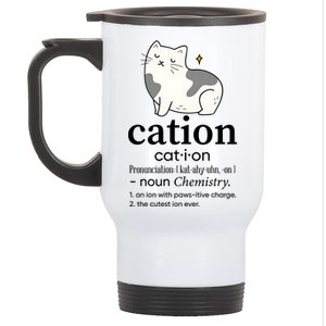 Cation Funny Pronoun Chemistry Cat Lover Pet Lover Stainless Steel Travel Mug