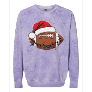 Christmas Football Player Xmas Lights Santa Sports Colorblast Crewneck Sweatshirt