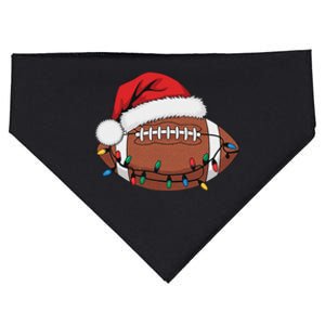 Christmas Football Player Xmas Lights Santa Sports USA-Made Doggie Bandana