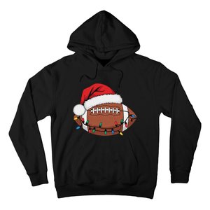 Christmas Football Player Xmas Lights Santa Sports Hoodie