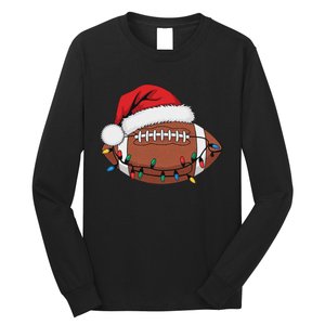 Christmas Football Player Xmas Lights Santa Sports Long Sleeve Shirt