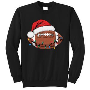 Christmas Football Player Xmas Lights Santa Sports Tall Sweatshirt