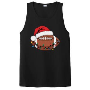 Christmas Football Player Xmas Lights Santa Sports PosiCharge Competitor Tank