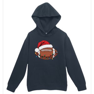 Christmas Football Player Xmas Lights Santa Sports Urban Pullover Hoodie