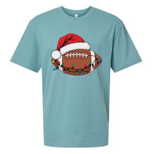 Christmas Football Player Xmas Lights Santa Sports Sueded Cloud Jersey T-Shirt