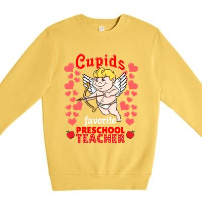 Cupids Favorite Preschool Teacher Valentines Day Gift Premium Crewneck Sweatshirt