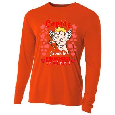 Cupids Favorite Preschool Teacher Valentines Day Gift Cooling Performance Long Sleeve Crew