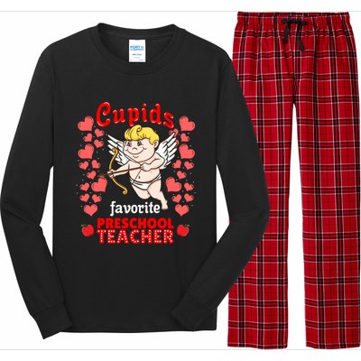 Cupids Favorite Preschool Teacher Valentines Day Gift Long Sleeve Pajama Set