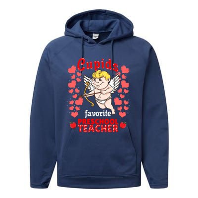 Cupids Favorite Preschool Teacher Valentines Day Gift Performance Fleece Hoodie