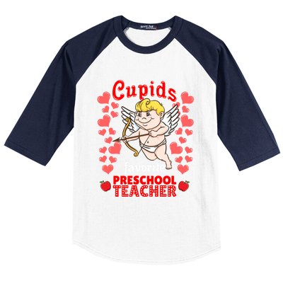 Cupids Favorite Preschool Teacher Valentines Day Gift Baseball Sleeve Shirt