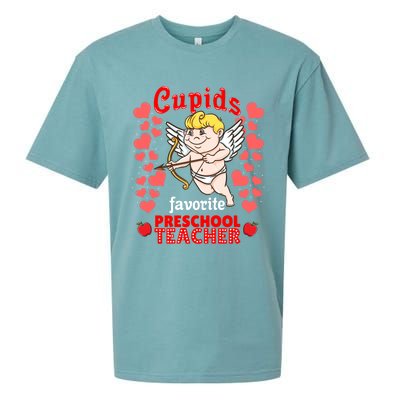 Cupids Favorite Preschool Teacher Valentines Day Gift Sueded Cloud Jersey T-Shirt