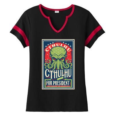 Cthulhu For President 2024 Vintage Vote So Death May Die Ladies Halftime Notch Neck Tee