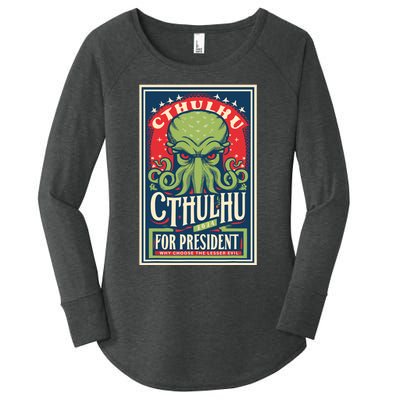 Cthulhu For President 2024 Vintage Vote So Death May Die Women's Perfect Tri Tunic Long Sleeve Shirt