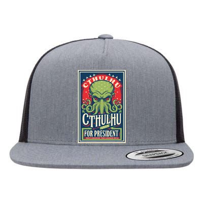 Cthulhu For President 2024 Vintage Vote So Death May Die Flat Bill Trucker Hat